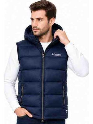Columbia Titanium Omni Heat Lacivert Slim Fit Kapşonlu Termal Şişme Yelek