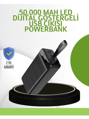 Teknodayım Ultra Güçlü 50.000 Mah Powerbank – LED Ekranlı, Çoklu Bağlantı Seçenekli, Akıllı Koruma Sistemli Şa