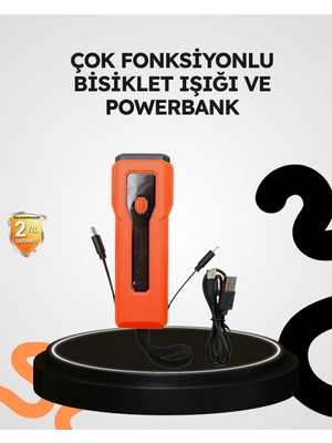 Teknodayım 600 Lümen Bisiklet Ön Işık Powerbankli Çakar Cob LED
