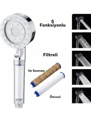 Deyhome 5 Kademeli Filtreli Duş Başlığı – 1 Yedek Filtre Hediyeli