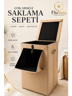Fluvera Çok Amaçlı Sepet | Kirli Sepeti | 78 Litre Kumaş Saklama Kutusu Büyük Boy Düzenleyici Kutu Bez Oyuncak Kıyafet Battaniye Organizer