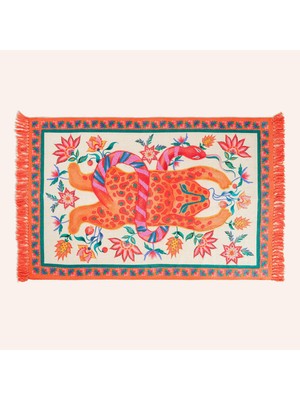 TeknoKapsül Rajna Pamuk Kilim 120X180 cm Krem-Turuncu