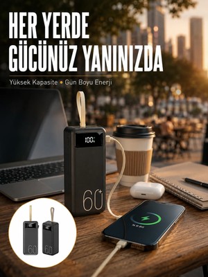 Teknodayım Powerbank 60.000 Mah Taşınabilir Şarj Hızlı El Fenerli Dijital Göstergeli Yeni Nesil