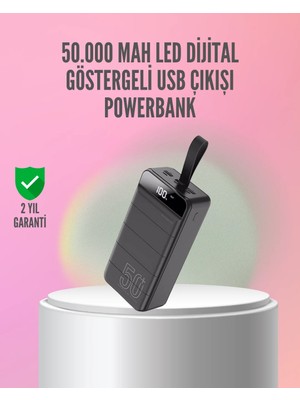 Teknodayım 50.000 Mah Ultra Güçlü Powerbank 4 USB Çıkışlı, LED Dijital Göstergeli, Hızlı Şarj Destekli Taşınab