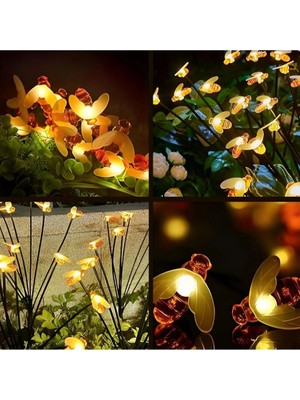 Uravas Store Bal Arısı Tasarımlı Solar LED Bahçe Lambası 2'li Set - 8 Işık Fonksiyonlu Dekoratif Aydınlatma