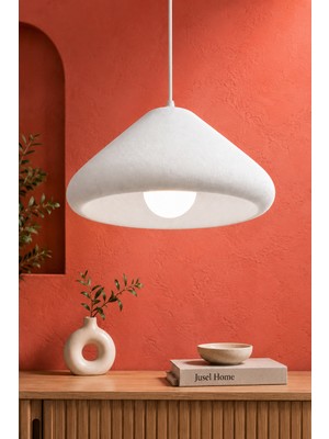 Jusel Kubbe Form Sarkıt Avize Beton Görünümlü Dokulu Modern Dekoratif Avize E27 25 cm - Beyaz