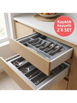 Eym Çekmece Içi Kaşıklık ve Kepçelik 2 Li Set 55 x 49 cm Gri