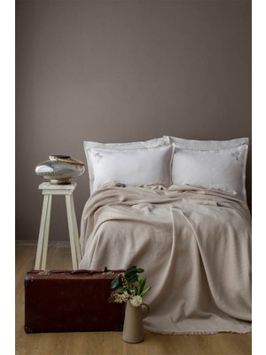 Apricitas Home Palms Bej Tek Kişilik Pike Takımı