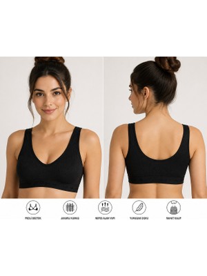 Liza Kadın Jakarlı Pedli Bustiyer-Siyah-Xl