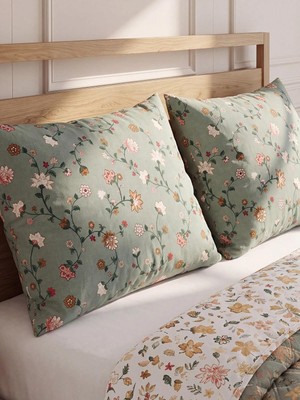 LC Waikiki Karışık Çiçek Desenli Pamuklu Yastık Kılıfı 2 Li 50X70 cm  (W6)
