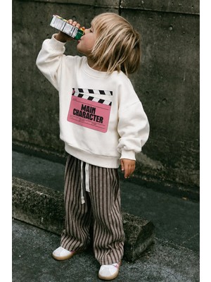 Monila Unisex Çocuk Pamuklu Bisiklet Yaka Slogan Baskılı T-Shirt