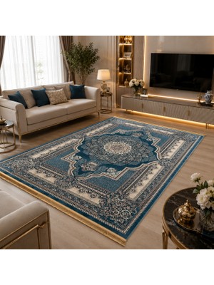 Semerkant 810_MAVI Klasik Otantik Desenli Dokuma Salon ve Oturma Odası Halısı
