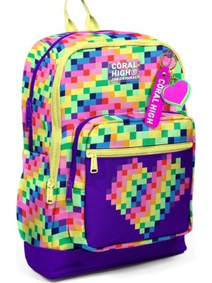 Coral High 33208 Pixel Kalp Desenli Sırt Çantası