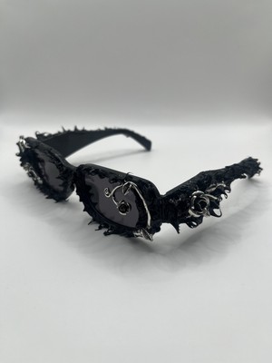 AG23 Tasarım Venom Rose Black Hand Made Rave Techno Gothic Hiphop Gözlük