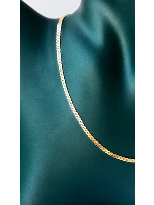 Semtim Kuyumculuk  Sertifikalı 316L Çelik Premium Altın Kaplama Ince Gurmet (Curb Chain) Kadın Kolye