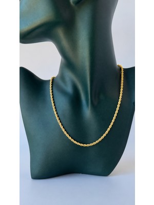 Semtim Kuyumculuk Sertifikalı 316L Çelik Premium Altın Kaplama Ince Rope Chain (Halat Zincir) Kadın Kolye