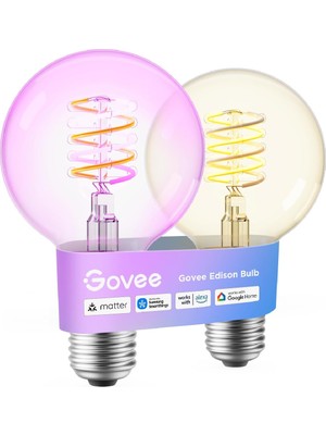 Govee Vintage Akıllı LED Ampul 2'li G80 - Müzikle Senkron Renkler ve 64+ Sahne