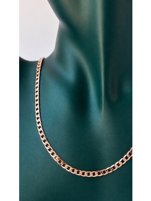 Semtim Kuyumculuk Sertifikalı 316L Çelik Premium Rose Gold Kaplama Ince Gurmet (Curb Chain) Kadın Kolye