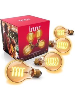 Innr Akıllı Filament Ampul 4'lü - Zigbee Uyumlu, Alexa ile Sesli Kontrol ve Aydınlatma Otomasyonları