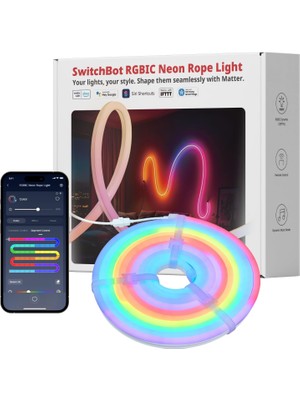 Switchbot Akıllı Rgbıc Neon Işık 5 M - Müziğin Ritmine Tepki Veren Matter Uyumlu Aydınlatma