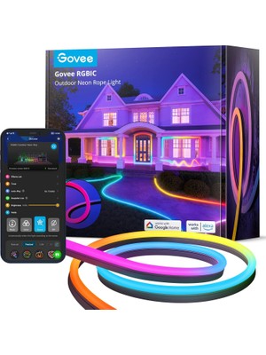 Govee Outdoor Neon LED Strip 10 M Rgbıc - Aynı Anda Birden Fazla Rengi Dış Mekâna Yayın | IP67