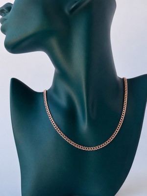 Semtim Kuyumculuk Sertifikalı 316L Çelik Premium Rose Gold Kaplama Cuban Zincir Kadın Kolye