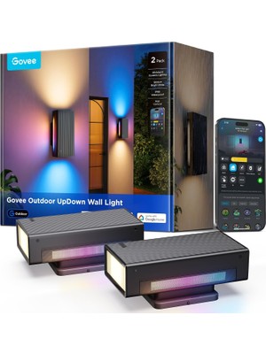 Govee 1400 Lm Akıllı Dış Mekan Duvar Lambası 2'li Set - 2700K-6500K Ayarlanabilir Beyaz Işık