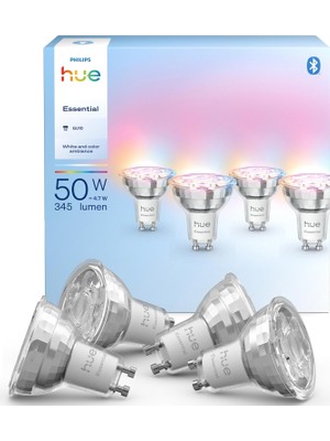 Philips Hue GU10 Smart Spot 4'lü Set- Alexa, Google, Apple Home Uyumlu ve Hue Bridge ile Senkron Genişletme