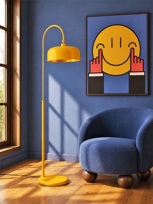 Noonlux Design & Lighting Bolton Hardal Sarısı Rengi Lambader Iç Kısmı Gold Oturma Odası Salon Yatak Odası Kitap