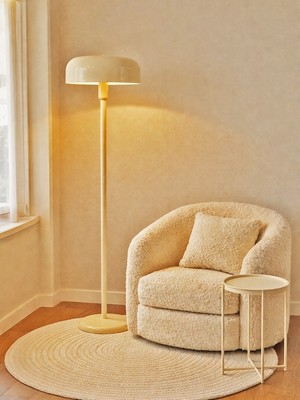 Noonlux Design & Lighting Chester Krem Rengi Lambader Oturma Odası Yatak Odası Krem Tekli Koltuk Köşesi Kitap Kütüphanesi