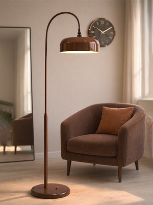 Noonlux Design & Lighting Bolton Kahverengi Lambader Iç Kısmı Beyaz Oturma Odası Salon Yatak Odası Kitap