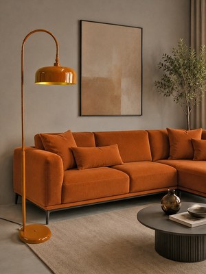 Noonlux Design & Lighting Bolton Tarçın Rengi Lambader Iç Kısmı Gold Oturma Odası Salon Yatak Odası Kitap