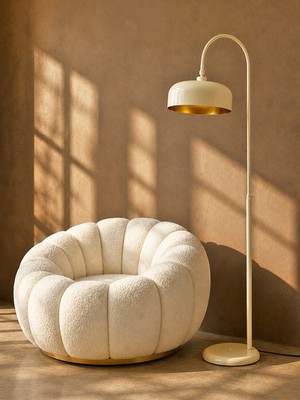 Noonlux Design & Lighting Bolton Krem Lambader Iç Kısmı Gold Oturma Odası Salon Yatak Odası Kitap