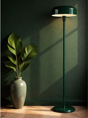 Noonlux Design & Lightingchester Nefti Yeşili Rengi Lambader Oturma Odası Yatak Odası Krem Tekli Koltuk Köşesi Kitap