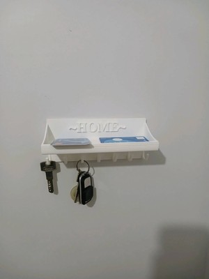 Print Zone Home Yazılı Raflı Duvara Monte Anahtarlık - 5 Askılı Gözlük ve Aksesuar Düzenleyici