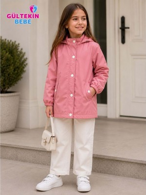 Gültekin Bebe Mıss Crıspy Düğmeli Kız 9-12 Yaş Yağmurluk -BE10447262537 - Pembe