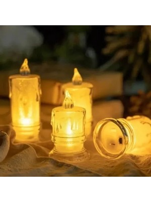 Just Cheap Store Gerçekçi Titrek Alev Efektli Pilli LED Mum 12'li Paket