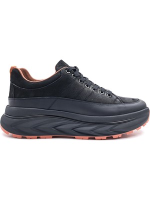 Marcomen Hakiki Deri 5 cm Yüksek Tabanlı Konforlu Siyah Erkek Şık Sneaker Ayakkabı M2423