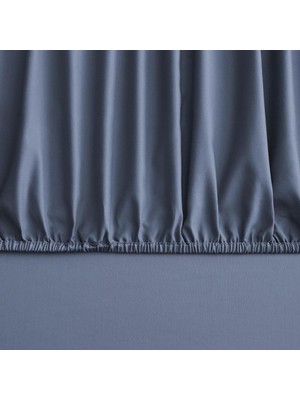 Uravas Store Linens Mix&match Pamuk Saten Indigo Queen Size Lastikli Çarşaf