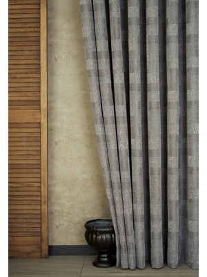 Massarelli Soyut Geometrik Fon Perde Gri 1-2 Seyrek Pile