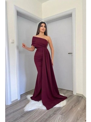Semel Kadın Tek Omuz Kuyruklu Balık Kesim Abiye Elbise