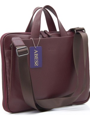 ABESS Premium Hakiki Deri Evrak Çantası - Lüks Gerçek Deri Laptop Çantası - Unisex İnce Tasarım Bordo (A5276B) | İş & Ofis