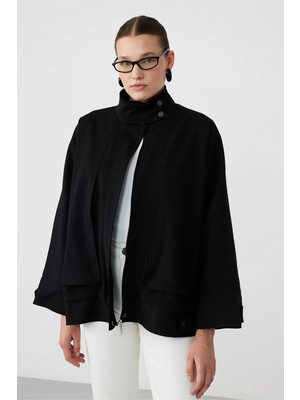 Facette Scarlet Gabardin Oversize Ceket Siyah