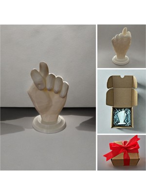 Mundy Şaka Amaçlı Beyaz El Figürü ( Nah ) – 3D Baskı Dekoratif Maket 8x5 cm