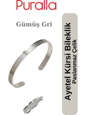 Puralia Ayetel Kürsi Çelik Bileklik Gümüş