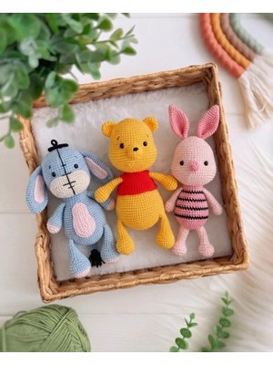 Ami̇gurumi̇ Organik Oyuncak Wi̇nni̇ The Pooh Set (3'lü) Piglet, Eeyore, Winnie
