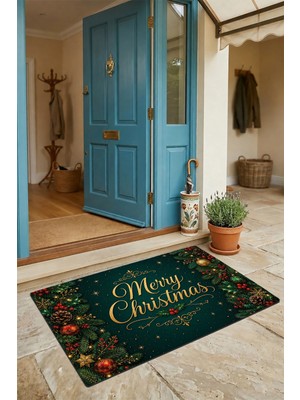 Valerine Life Kapı Önü Paspası 45X70CM Kaymaz Iç Dış Mekan Yeni Yıl Ürünleri Noel Süsleri Gece Noeli