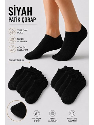 Uzn Socks 20 Çift Pamuklu Kısa Patik Çorap | Unisex | Siyah| Terletmez | Günlük Kullanıma Uygun
