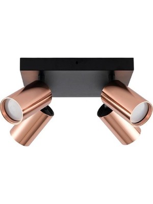 Riolight Riolıght Modern1 Bakır1 Hareketli1 Başlık Siyah Gövde 4XGU10 LED Kare Spot Avize(Ampül Dahildir)