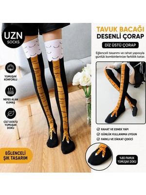 Uzn Socks Başlık: Tavuk Ayağı Çorap Dizüstü Komik Desenli Kostüm Çorabı Eğlenceli Ilginç Tasarım